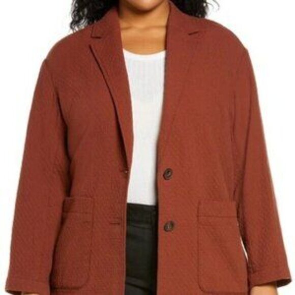NEW W/ TAGS Madewell Tan Quilted Blazer Teracotta Size Medium Women 100% Cotton - Picture 1 of 12